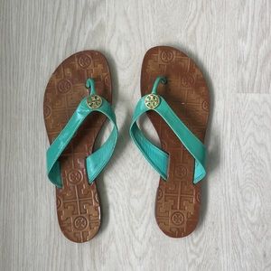 Tory Burch turquoise leather sandals good condition
